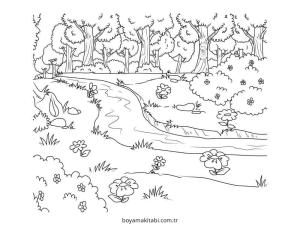 Nehir boyama sayfası – yaratıcılık, eğlenceli etkinlik
