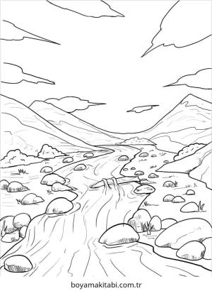 Nehir boyama sayfası – ücretsiz yazdır, boyama etkinliği
