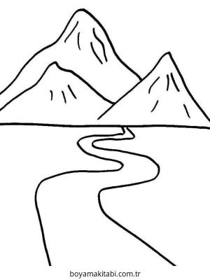 Nehir boyama sayfası – basit çizim, kolay boyama