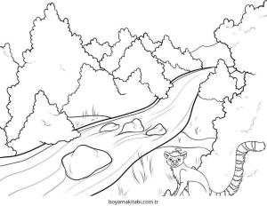 Nehir boyama sayfası – keyifli zaman, renkli çizimler