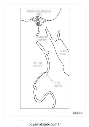 Nehir boyama sayfası – çizgi film temalı, basit çizim