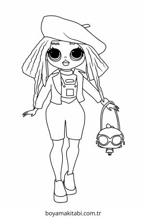 Neon boyama sayfası – çizgi film temalı, basit çizim