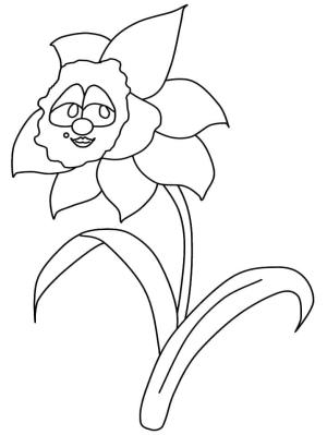 Nergis boyama sayfası,  coloring page, Karikatür nergis, 