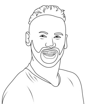 Neymar boyama sayfası,  coloring page, Gülümseyen Neymar, 