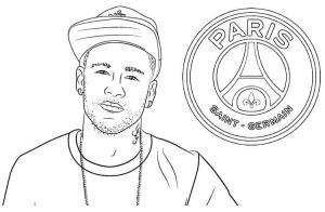 Neymar boyama sayfası,  coloring page, Neymar Oynarken Ve Fransız Takım Logosu, 