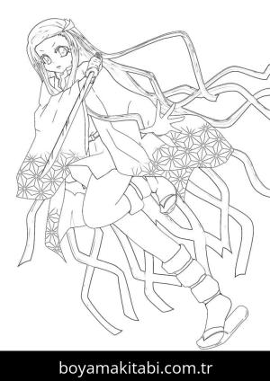 Nezuko Kamado boyama sayfası – eğlenceli etkinlik, el becerilerini geliştirir