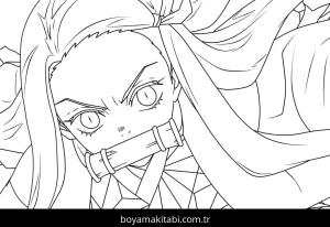 Nezuko Kamado boyama sayfası – sanatsal çalışma, çocuklar için
