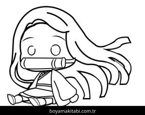 Nezuko Kamado boyama sayfası – kolay boyama, eğitici aktivite