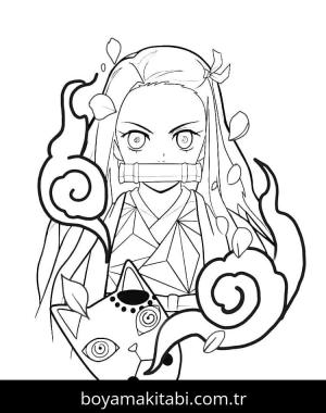 Nezuko Kamado boyama sayfası – eğlenceli etkinlik, el becerilerini geliştirir