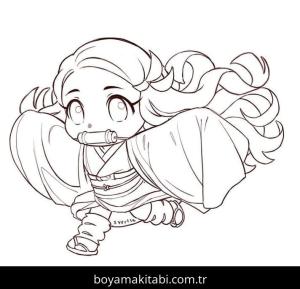 Nezuko Kamado boyama sayfası – basit çizim, kolay boyama