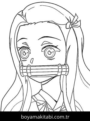 Nezuko Kamado boyama sayfası – yaratıcılık, eğlenceli etkinlik