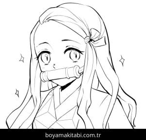 Nezuko Kamado boyama sayfası – el becerilerini geliştirir, boyama çalışması