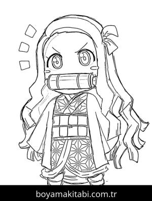 Nezuko boyama sayfası – çocuklar için, çizgi film temalı