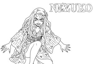 Nezuko boyama sayfası,  coloring page, Demon Slayer Nezuko Kamado’yu çizin, 