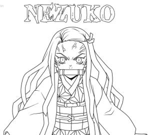 Nezuko boyama sayfası,  coloring page, Çok Öfkeli Nezuko Kamado, 