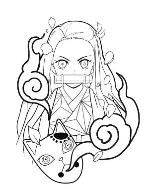 Nezuko boyama sayfası,  coloring page, Nezuko Demon Slayer’ı çiz, 