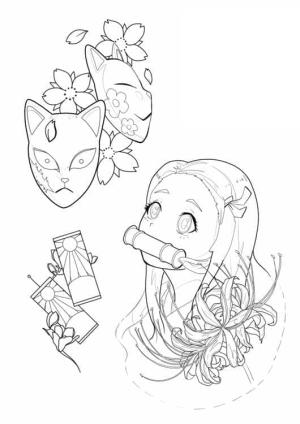 Nezuko boyama sayfası,  coloring page, Demon Slayer’dan Nezuko’yu çiz, 