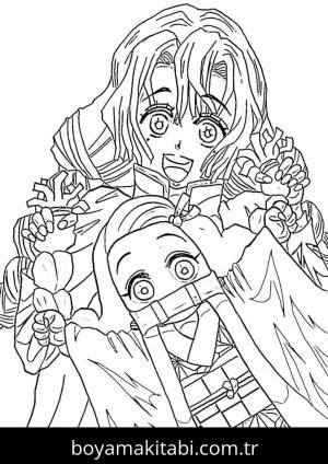 Nezuko boyama sayfası – ücretsiz yazdır, boyama etkinliği