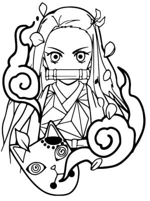 Nezuko boyama sayfası,  coloring page, Sevimli Nezuko Kamado’yu çiz, 