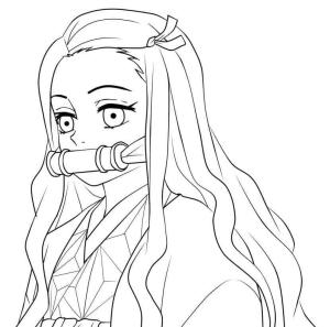 Nezuko boyama sayfası,  coloring page, Güzel Nezuko Kamado Çizin, 