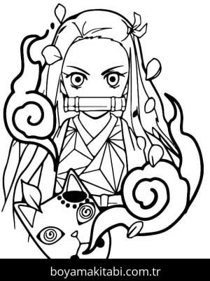 Nezuko boyama sayfası – eğlenceli etkinlik, el becerilerini geliştirir