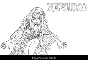 Nezuko boyama sayfası – sanatsal çalışma, çocuklar için