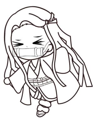 Nezuko boyama sayfası,  coloring page, Chibi Nezuko’yu Çizmek, 