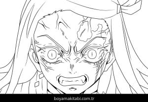 Nezuko boyama sayfası – sevimli karakter, sanatsal çalışma