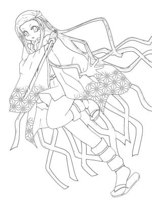 Nezuko boyama sayfası,  coloring page, Güzel Nezuko’yu çiz, 