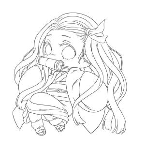 Nezuko boyama sayfası,  coloring page, Kawaii Nezuko Yazdırılabilir Çizimi, 