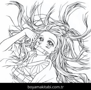 Nezuko boyama sayfası – kolay boyama, eğitici aktivite