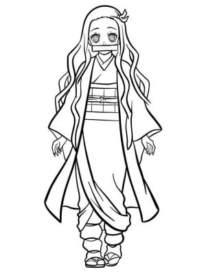 Nezuko boyama sayfası,  coloring page, Güzel Nezuko, 