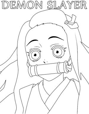 Nezuko boyama sayfası,  coloring page, Sevimli Nezuko Çizmek, 