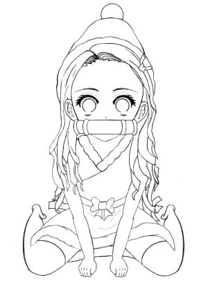 Nezuko boyama sayfası,  coloring page, Nezuko Yazdırılabilir, 