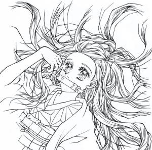 Nezuko boyama sayfası,  coloring page, Nezuko’nun çizimi, 