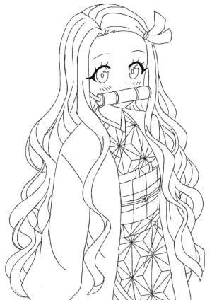 Nezuko boyama sayfası,  coloring page, Tatlı Nezuko Kamado, 