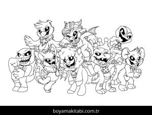 Nightmare Critters boyama sayfası – sanatsal çalışma, çocuklar için