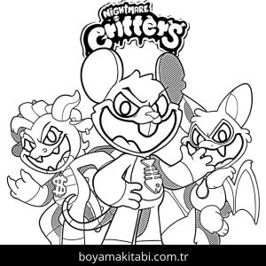 Nightmare Critters boyama sayfası – okul öncesi, evde etkinlik