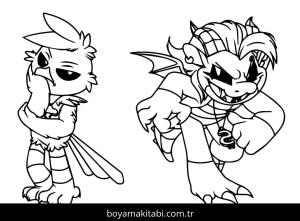 Nightmare Critters boyama sayfası – çizgi film temalı, basit çizim