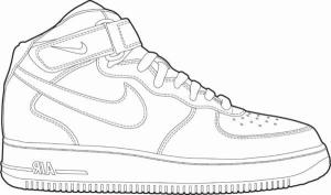 Nike boyama sayfası,  coloring page, Nike Air Force 1 taslağı, 