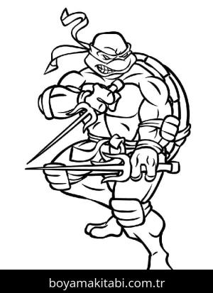 Ninja Kaplumbağalar boyama sayfası – sevimli karakter, sanatsal çalışma