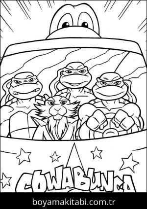 Ninja Kaplumbağalar boyama sayfası – el becerilerini geliştirir, boyama çalışması