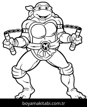 Ninja Kaplumbağalar boyama sayfası – eğlenceli etkinlik, el becerilerini geliştirir