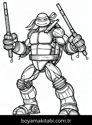 Ninja Kaplumbağalar boyama sayfası – PDF indir, sevimli karakter