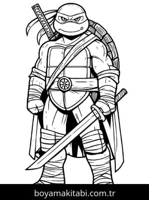 Ninja Kaplumbağalar boyama sayfası – basit çizim, kolay boyama
