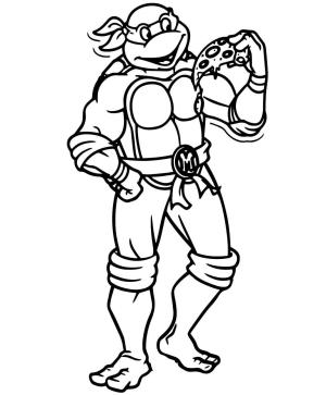 Ninja Kaplumbağalar boyama sayfası,  coloring page, Michelangelo Yemek Pizza, 