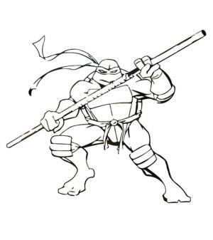 Ninja Kaplumbağalar boyama sayfası,  coloring page, Ninja Kaplumbağalar Ve Sopa, 