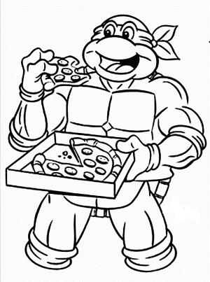 Ninja Kaplumbağalar boyama sayfası,  coloring page, Ninja Kaplumbağa Yemek Pizza, 