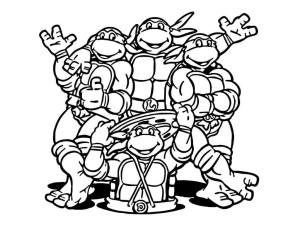 Ninja Kaplumbağalar boyama sayfası,  coloring page, Gülümseyen Teenage Mutant Ninja Kaplumbağalar, 