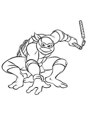 Ninja Kaplumbağalar boyama sayfası,  coloring page, Ninja Kaplumbağa Ve Nunchaku, 